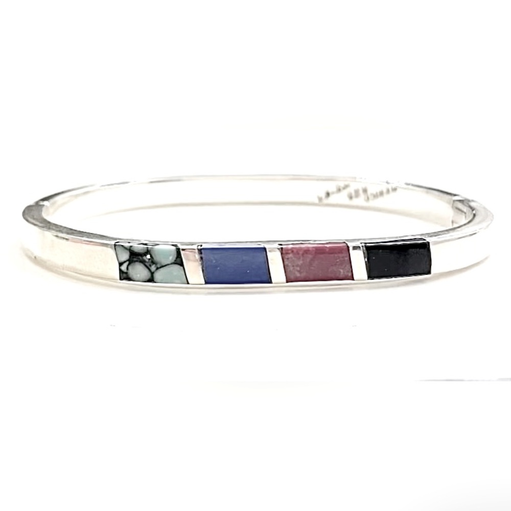 Taxco Vintage Mexico 925 Stamped Sterling Silver Hinged Bracelet